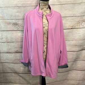 T by Talbots Athletic Jacket Full Zip Roll Up Contrast Cuffs Size 2X Lavender